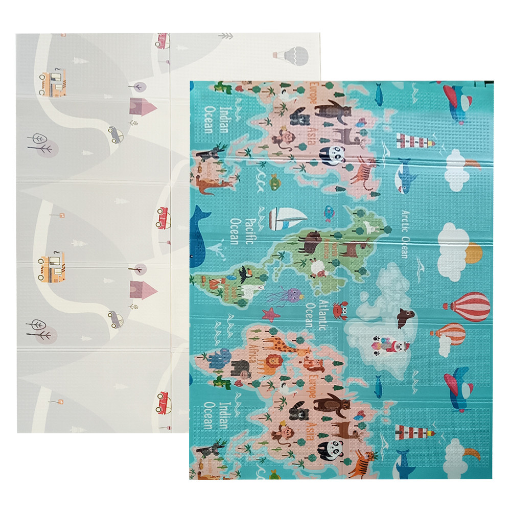 Дитячий двосторонній килимок Poppet Карта світу та Гірська дорога 150х200x1 см (PP028-150H)