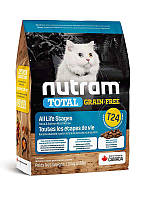 Сухой беззерновой корм Nutram T24 Total Grain-Free Salmon & Trout для кошек всех жизненных стадий, с лососем и