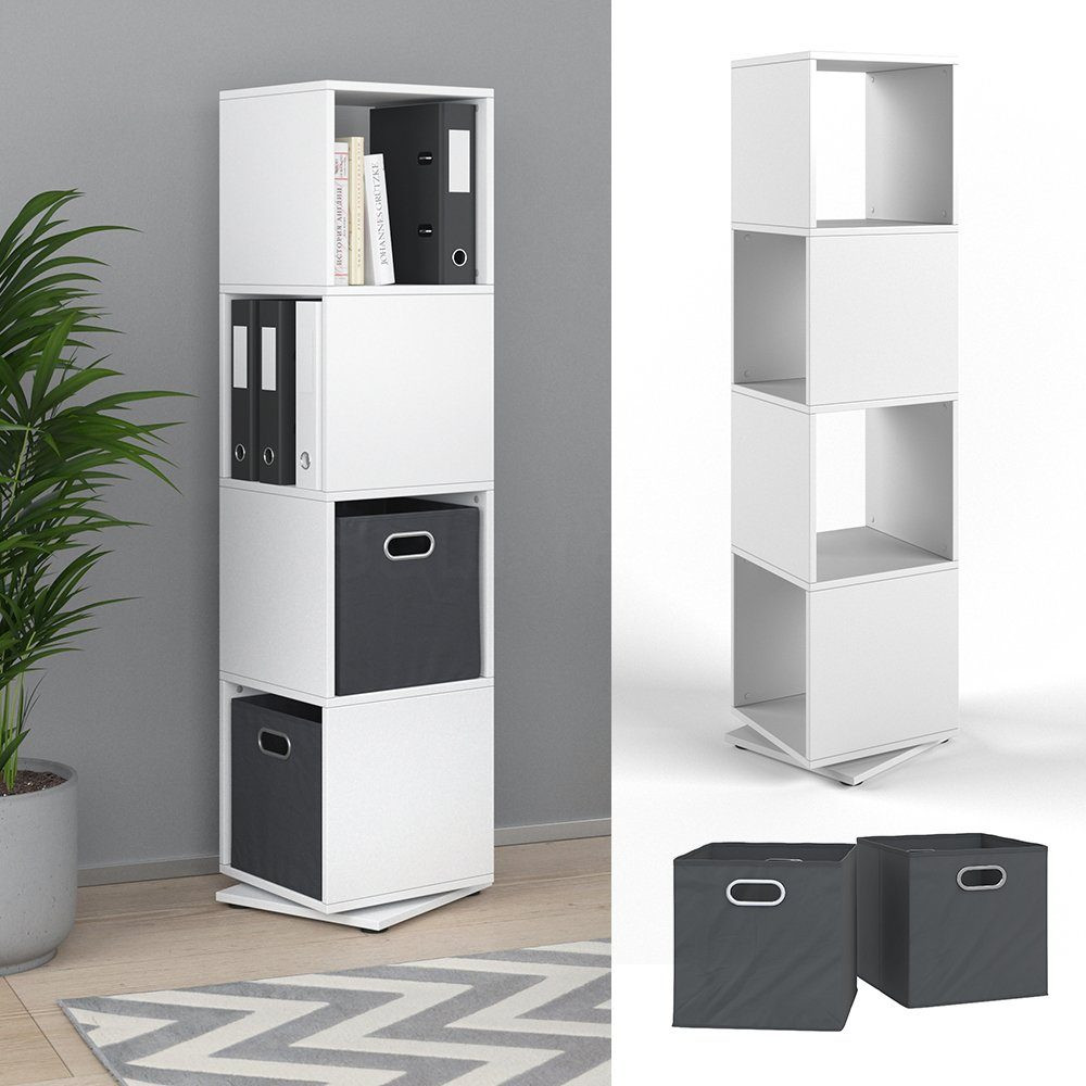 Книжкова полиця на 4 осередки з механізмом повороту в вітальню, вертикальний відкритий стелаж з ЛДСП, фото 1