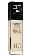 Тональна основа для обличчя Maybelline New York Fit Me! Luminous & Smooth Liquid Foundation 110 Porcelain, 30 мл