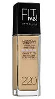 Тональна основа для обличчя Maybelline New York Fit Me! Luminous & Smooth Liquid Foundation 220 Natural Beige, 30 мл