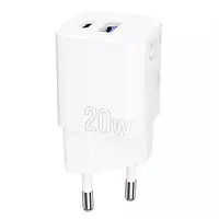 Адаптер питания для телефона Proove Silicone Power Plus 20W (Type-C + USB) White