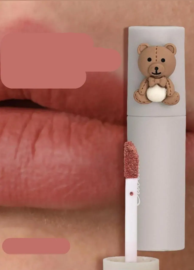 Помада тинт для губ матова мусова відтінок 4 кавово-рожевий Cuodui (АА) y2ksk49op аніме з ведмедиком