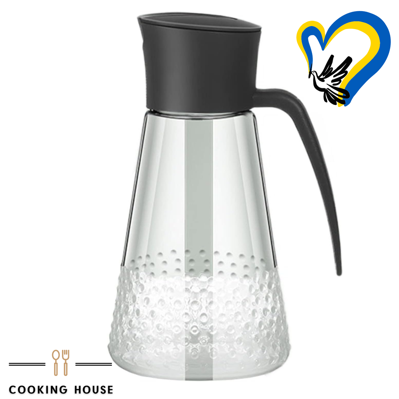 Скляна пляшка Cooking House 630 мл з дозатором для оливкової олії . Чорна