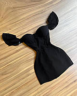 Современное короткое красивое секси женское платье 42-48 с корсетом с чашечками для груди производство Турция Черный, 42/44
