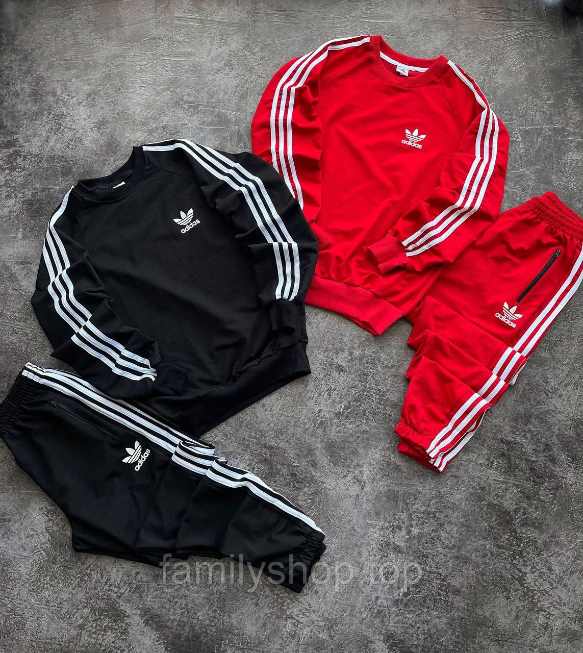 Чоловічий спортивний костюм Adidas весна-осінь світшот і штани Туреччина, чорний, червоний, розмір S, M, L, XL, XXL