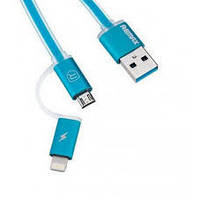 Combo 2-in-1 кабель Lightning/micro USB, 1м blue Aurora Combo Remax 300703 высокое качество