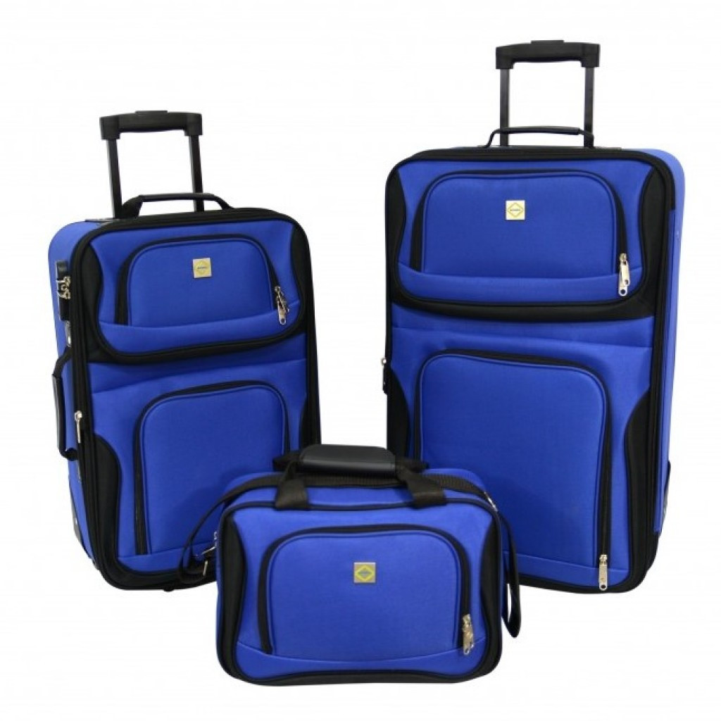 Набір валізок дорожніх текстильних на колесах Bonro (Бонро) Best (2 шт.) та сумка синій (10080102)