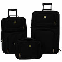 Набор чемоданов дорожных текстильных на колесах Bonro (Бонро) Best (2 шт) и сумка черный (10080104)
