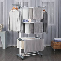 Сушарка для білизни вертикальна Bonro B07 сіра 3 ярусна на колесах складана 42400230