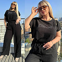 Костюм жіночий прогулянковий з креп-жатки штани і блуза (Батал), фото 5