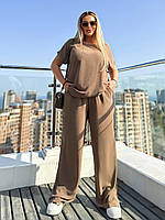 Костюм жіночий прогулянковий з креп-жатки штани і блуза (Батал), фото 6