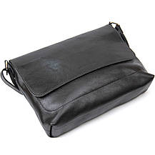 Шкіряна чоловіча прямокутна сумка GRANDE PELLE 11429 Чорний, фото 2