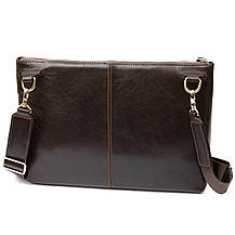 Шкіряна чоловіча прямокутна сумка для ноутбука GRANDE PELLE 11438 Коричневий, фото 2