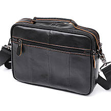 Шкіряна чоловіча сумка Vintage 20469 Чорний, фото 2