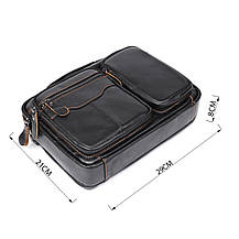 Шкіряна чоловіча сумка Vintage 20469 Чорний, фото 3