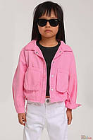 Куртка джинсовая розовая с объемными карманами для девочки (104 см.) Escabel Kids