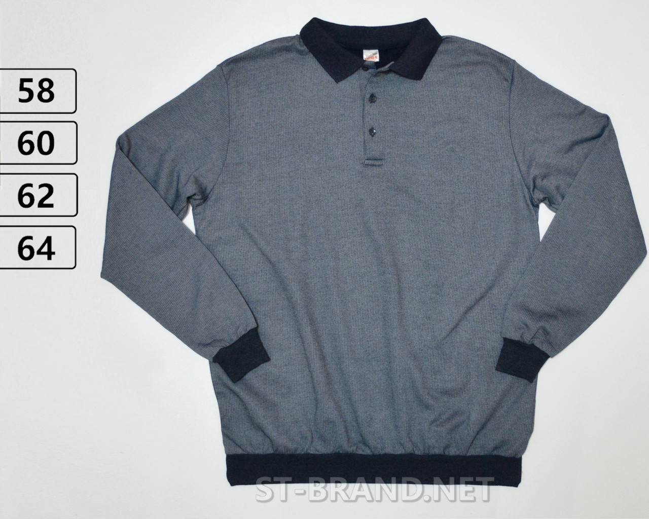 58,60. Чоловіча кофта великого розміру (батал) з довгим рукавом та застібкою на ґудзиках - сіра