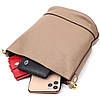Жіноча сумка з автономною косметичкою всередині з натуральної шкіри Vintage 22364 Бежева, фото 8