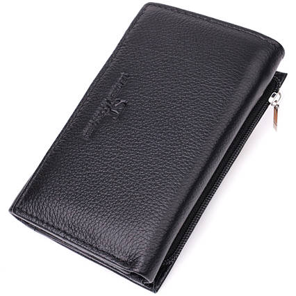 Шкіряний жіночий гаманець у три додавання ST Leather 22488 Чорний, фото 1