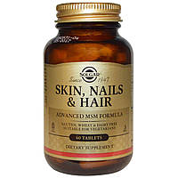 Витамины для волос кожи и ногтей Skin Nails Hair Solgar улучшенная формула МСМ 60 таблеток XN, код: 7701278
