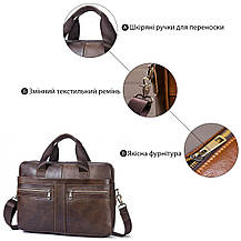 Сумка чоловіча Vintage 14626 шкіряна Коричнева, фото 4