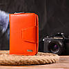 Яскраве вертикальне портмоне для жінок із монетницею на блискавці з натуральної шкіри флотар CANPELLINI 21602 Помаранчеве, фото 10