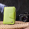 Вертикальне яскраве портмоне з монетницею на блискавці з натуральної шкіри флотар CANPELLINI 21603 Салатове, фото 8