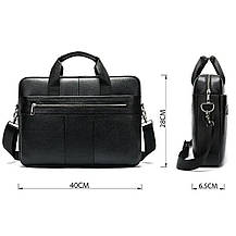 Сумка ділова чоловіча шкіряна Vintage 14794 Чорна, фото 3