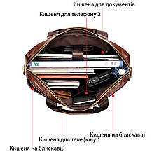 Ділова чоловіча сумка з зернистої шкіри Vintage 14836 Коричнева, фото 4