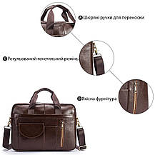 Сумка чоловіча під ноутбук Vintage 14882 Коричнева, фото 4