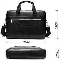 Ділова чоловіча сумка з зернистої шкіри Vintage 14886 Чорна, фото 3