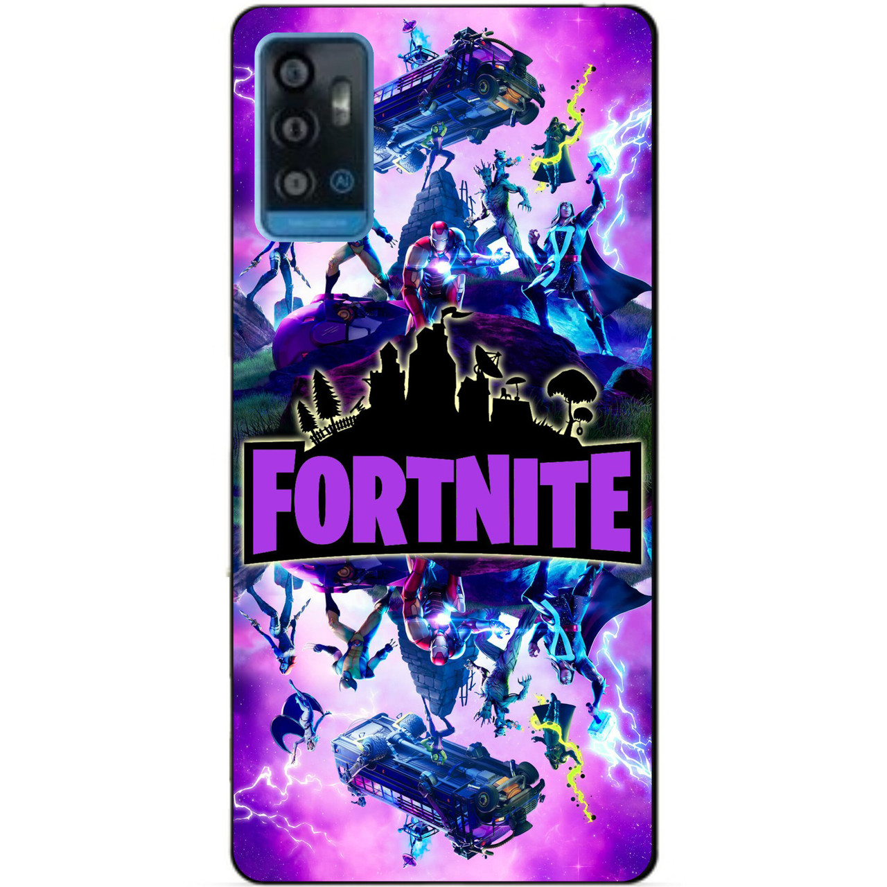 Чехол силиконовый бампер для ZTE Blade A71 с рисунком Fortnite Marvel Фортнайт Марвел