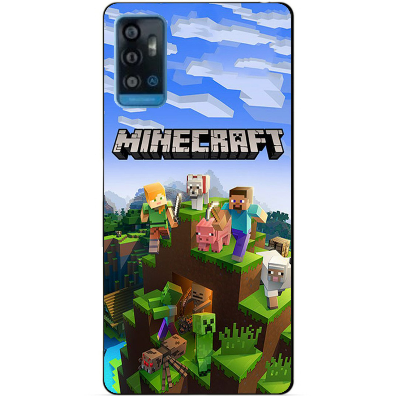 Силіконовий чохол бампер для ZTE Blade A71 з малюнком Minecraft Майнкрафт