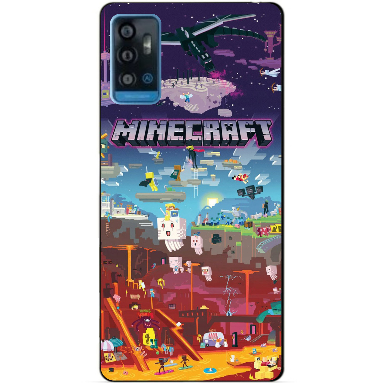 Чехол силиконовый бампер для ZTE Blade A71 игра Minecraft Майнкрафт