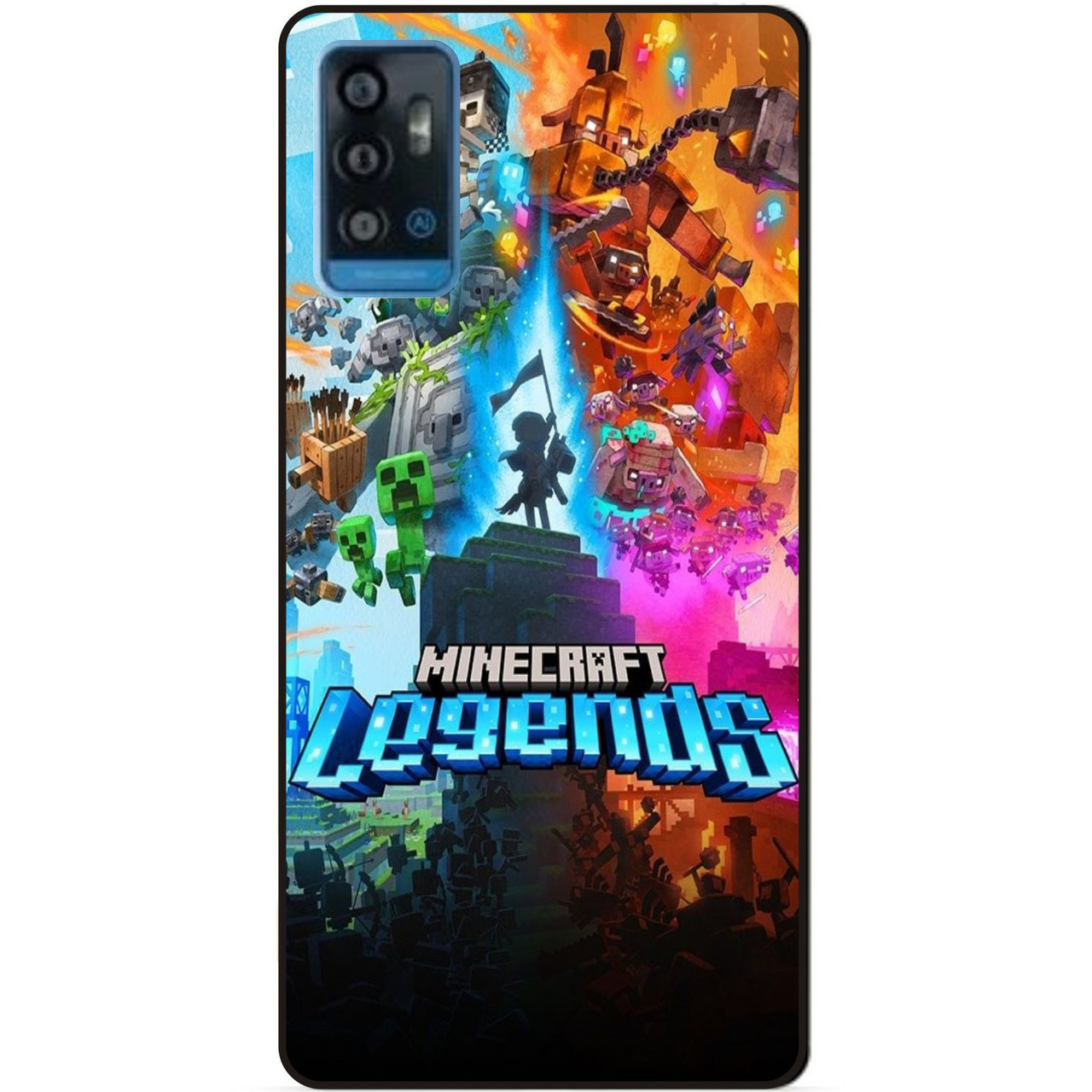 Чехол силиконовый бампер для ZTE Blade A71 игра Майнкрафт Minecraft