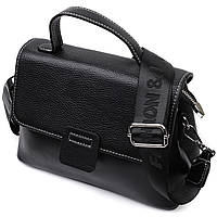 Сумка сетчел у класичному кольорі для жінок з натуральної шкіри Vintage 22291 Чорна