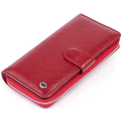 Вертикальний місткий гаманець зі шкіри жіночий ST Leather 19307 Бордовий, фото 1