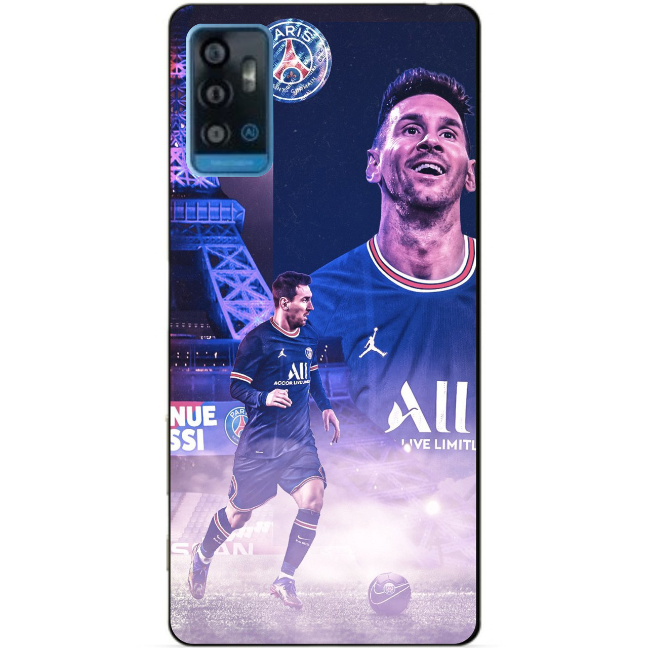 Силіконовий чохол бампер для ZTE Blade A71 з малюнком Messi PSG Мессі