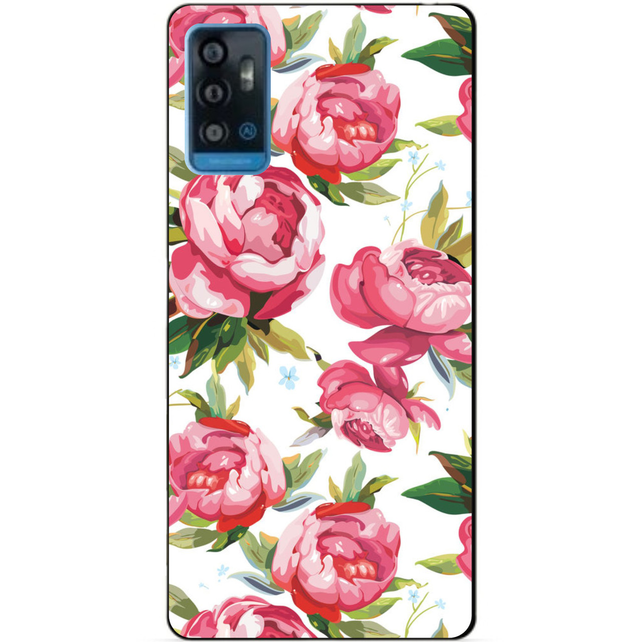 Силіконовий чохол бампер для ZTE Blade A71 з малюнком Півонії квіти