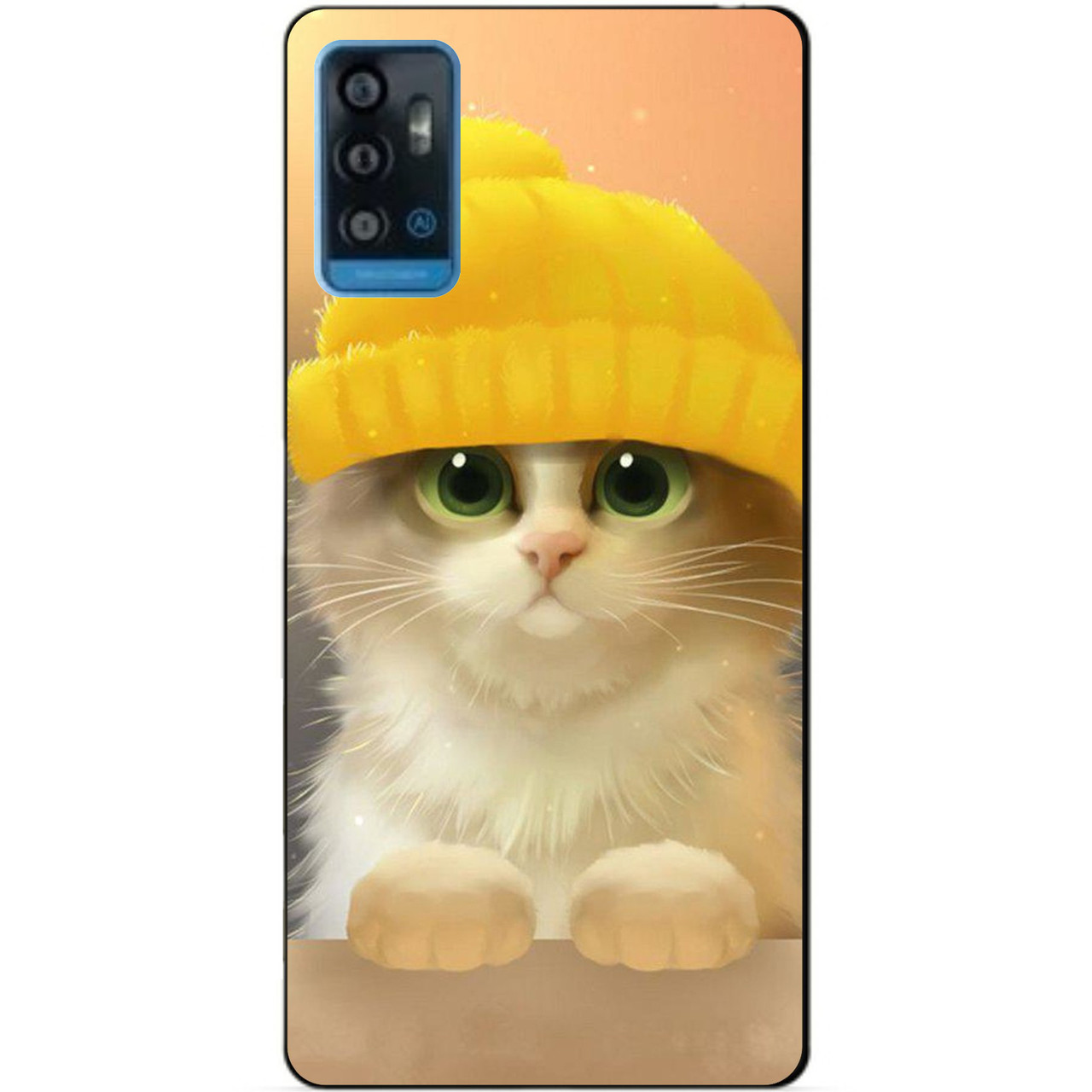 Силіконовий чохол бампер для ZTE Blade A71 з малюнком Котик у шапці