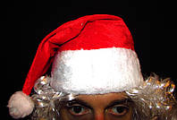 Шапка-ковпак Санта Клауса карнавальна велюрова з хутром