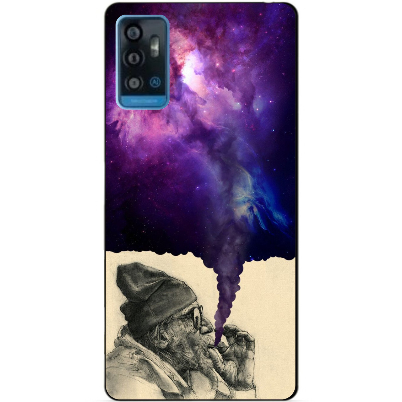 Силіконовий чохол бампер для ZTE Blade A71 з малюнком Дід Космос Галактика