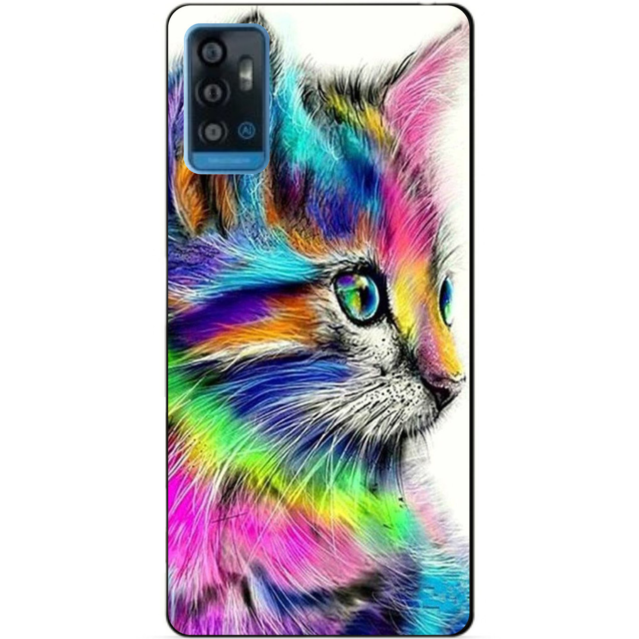 Силіконовий чохол бампер для ZTE Blade A71 з малюнком Акварельний кіт
