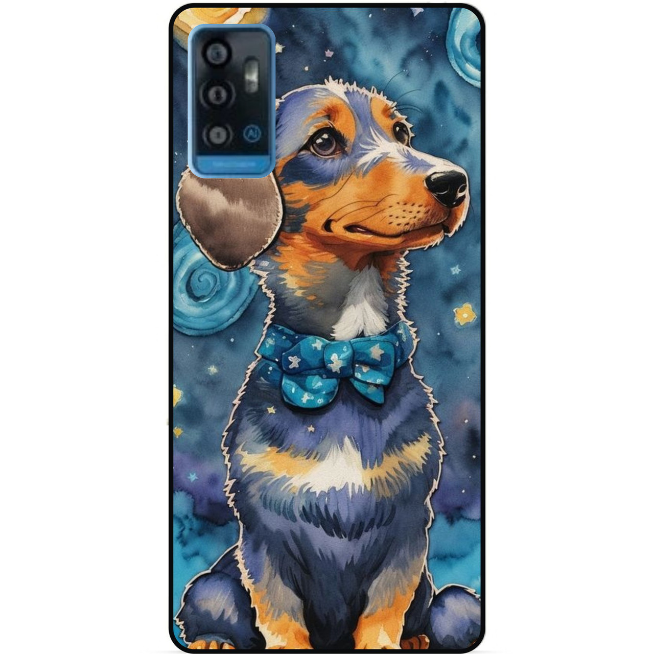 Силіконовий бампер чохол для ZTE Blade A71 з малюнком Пес Зіркова ніч Ван Гог