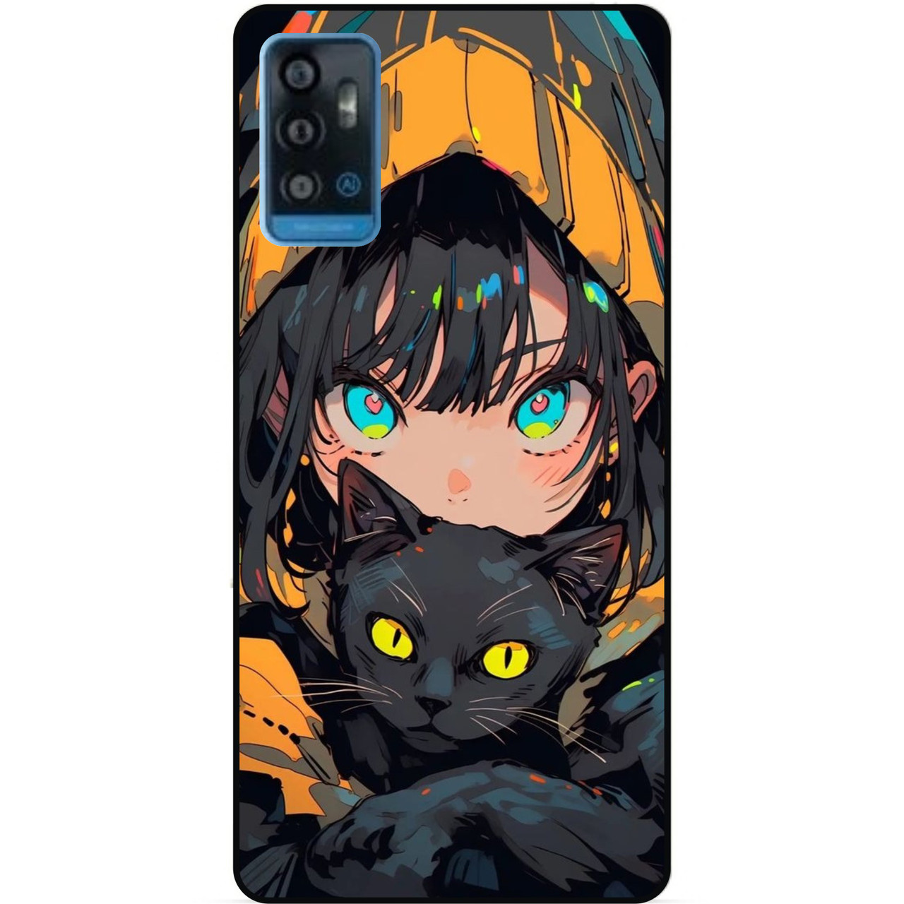 Силіконовий бампер чохол для ZTE Blade A71 з малюнком Котик Аніме