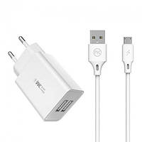 Сетевое зарядное устройство USB WK Micro USB WP-U56m-White белое высокое качество