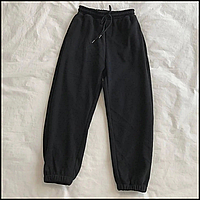Крутые модные удобные практичные спортивные штаны простые деми черные однотонные двухнитка M Bar