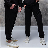 Свободные тонкие молодежные классные спортивные штаны unisex черные однотонные XL Bar
