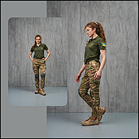 Тактические женские военные Protect штаны брюки камуфляж мультикам всу с наколенниками для девушек Bar